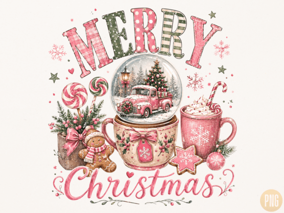 Download Merry Christmas Pink Snow Globe PNG - Merry Collection